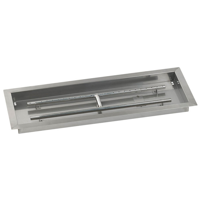 American Fireglass Rectangular Stainless Steel Dropin Pan with Spark